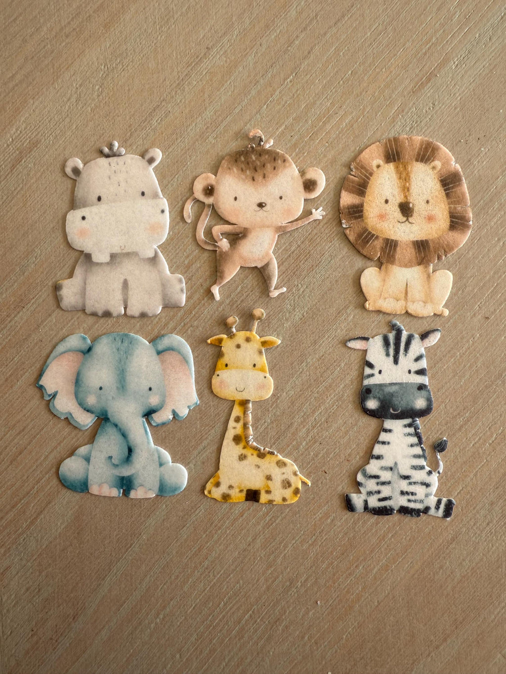 Safari Animals Edible Wafer Cupcake Toppers, Wild One