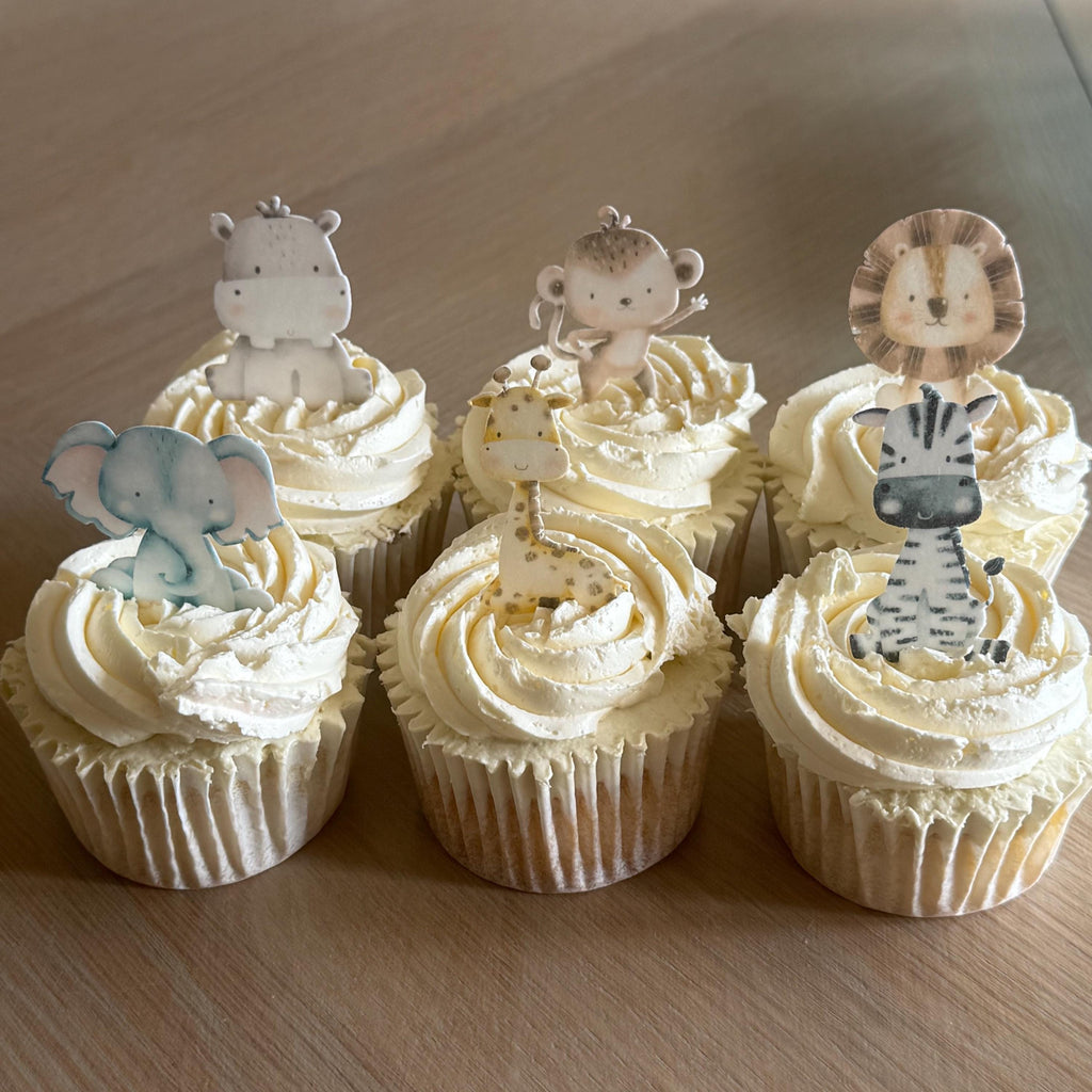 Safari Animals Edible Wafer Cupcake Toppers, Wild One