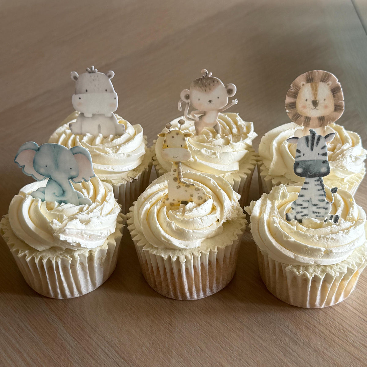 Safari Animals Edible Wafer Cupcake Toppers, Wild One