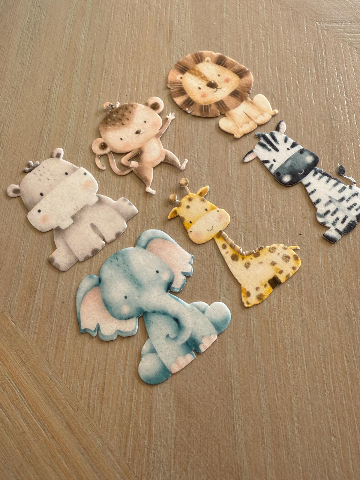 Safari Animals Edible Wafer Cupcake Toppers, Wild One
