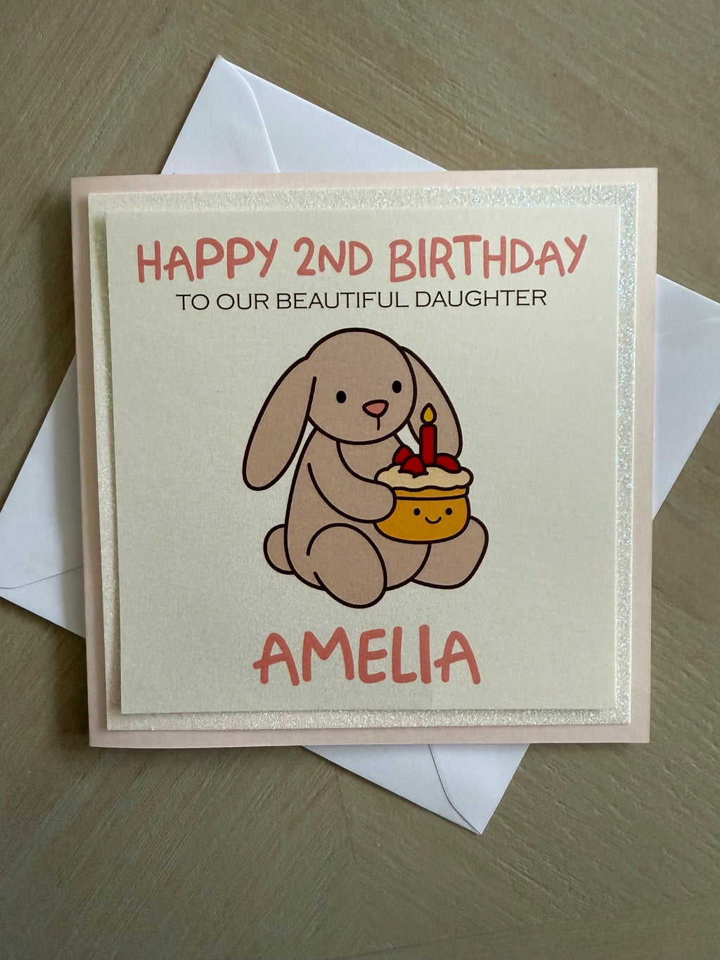 Bunny & Cake Edible Cupcake Toppers, Optional Birthday Card