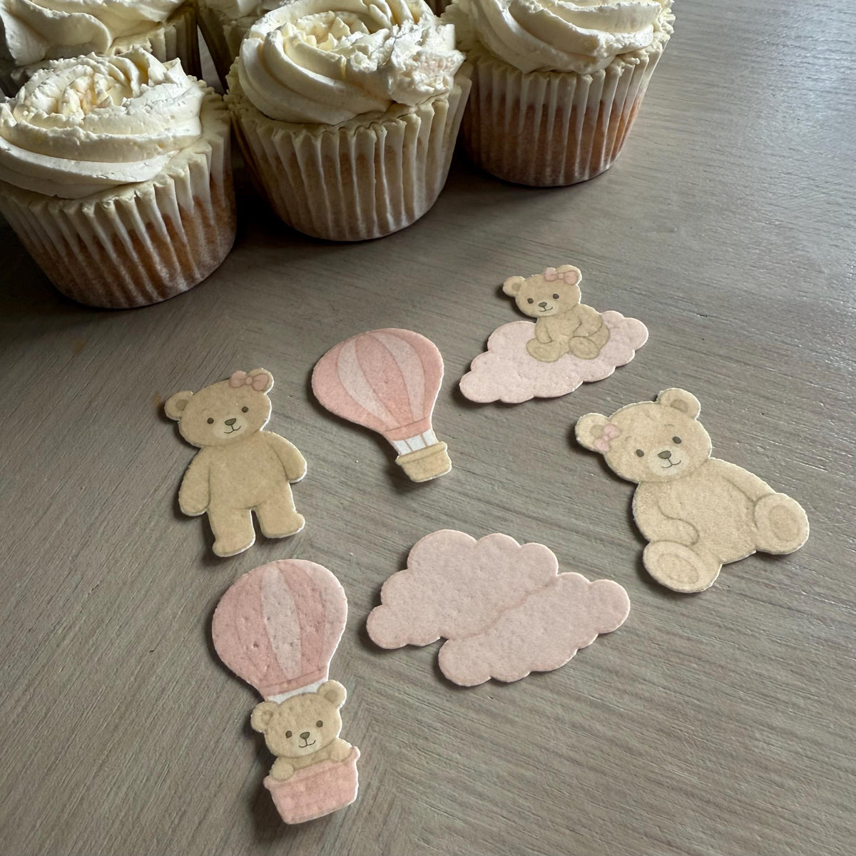 Pink Teddy Bear Edible Cupcake Toppers