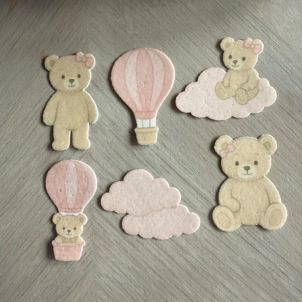 Pink Teddy Bear Edible Cupcake Toppers