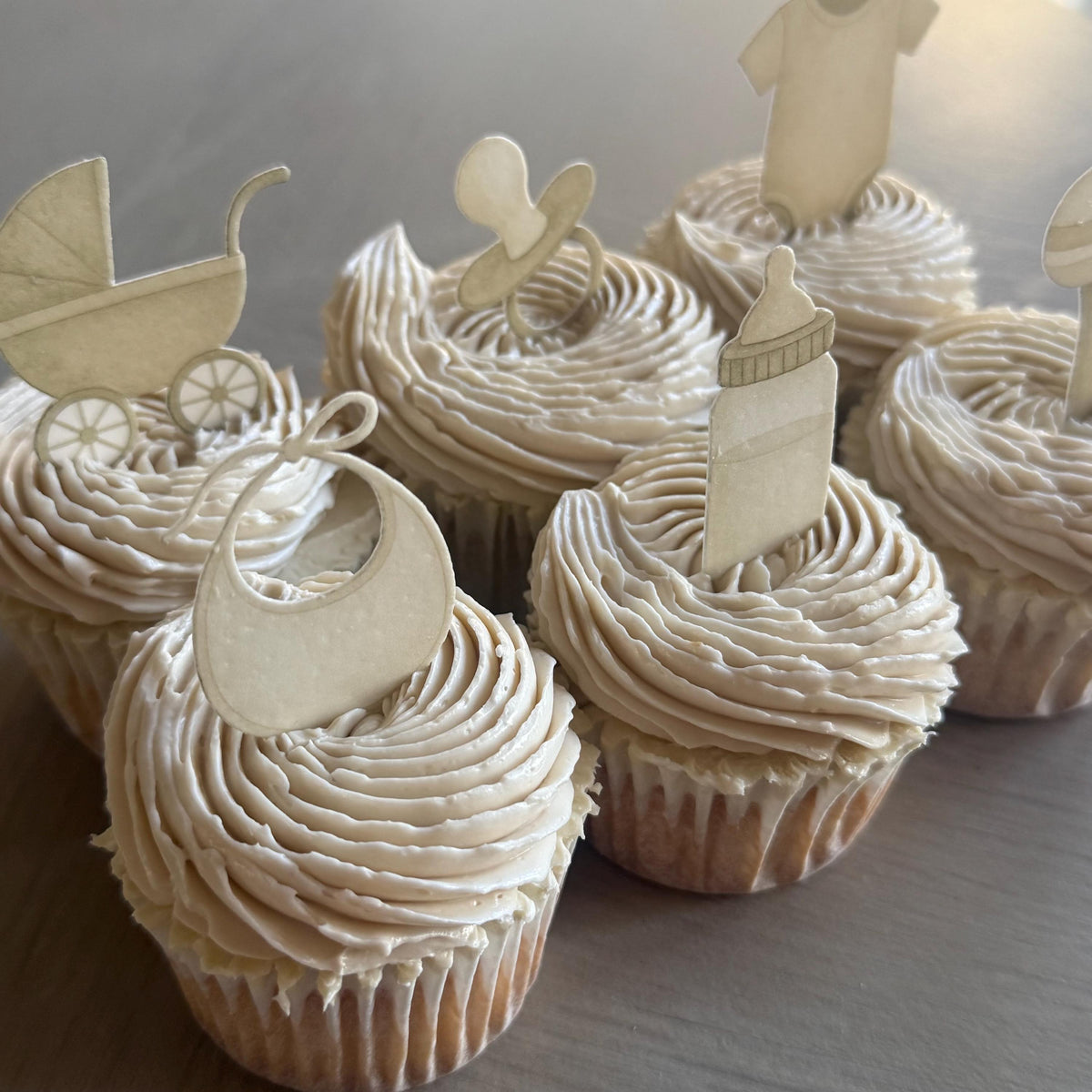 Neutral Baby Shower Edible Cupcake Toppers