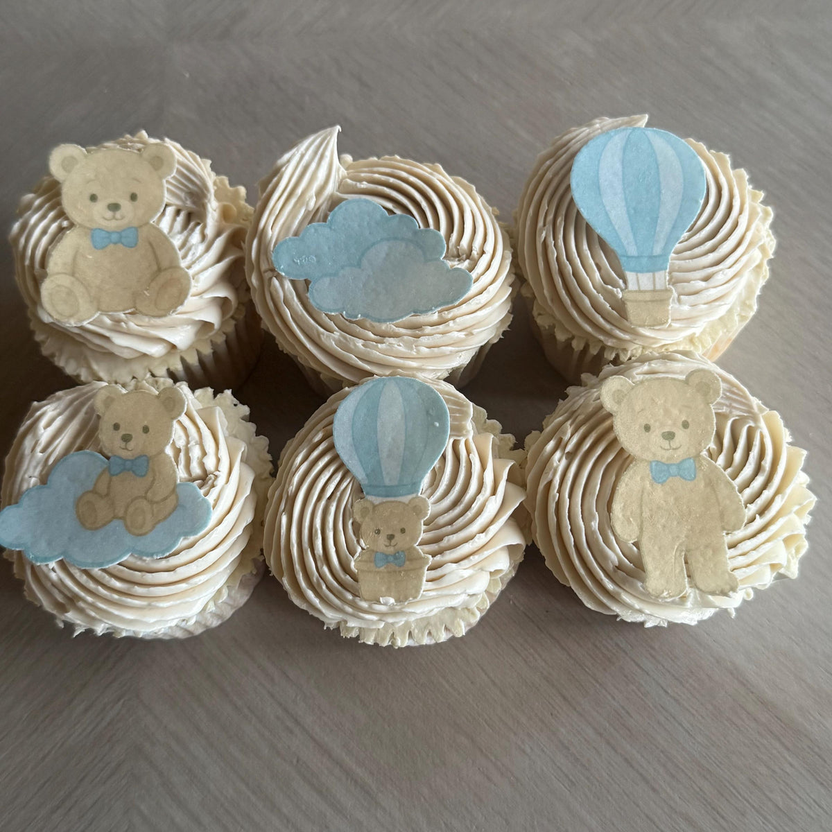Blue Teddy Bear Edible Cupcake Toppers