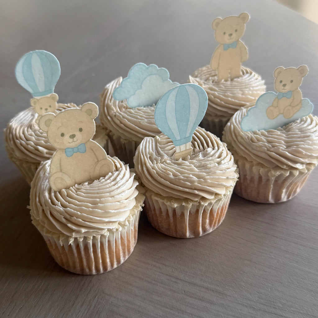 Blue Teddy Bear Edible Cupcake Toppers