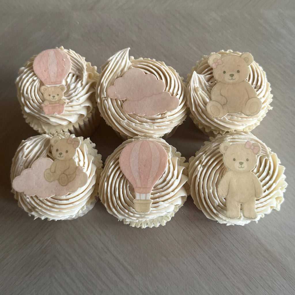 Pink Teddy Bear Edible Cupcake Toppers