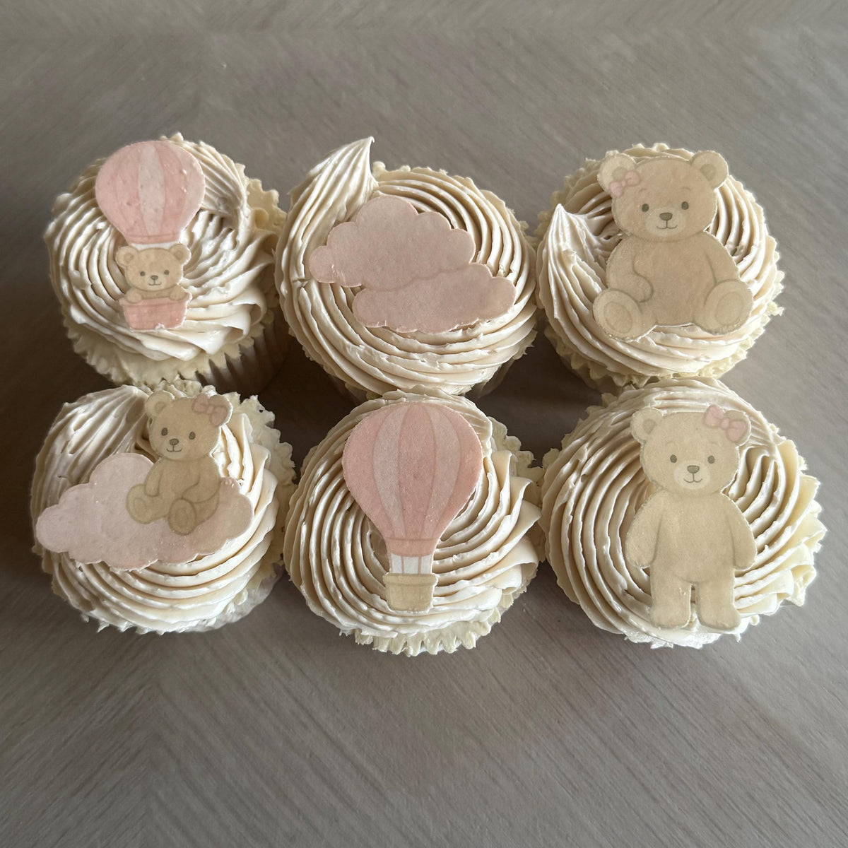 Pink Teddy Bear Edible Cupcake Toppers