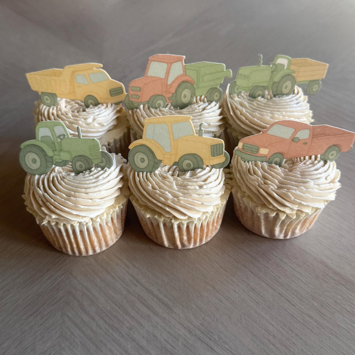 Farm Vehicle Edible Cupcake Toppers, Tractors & Trucks