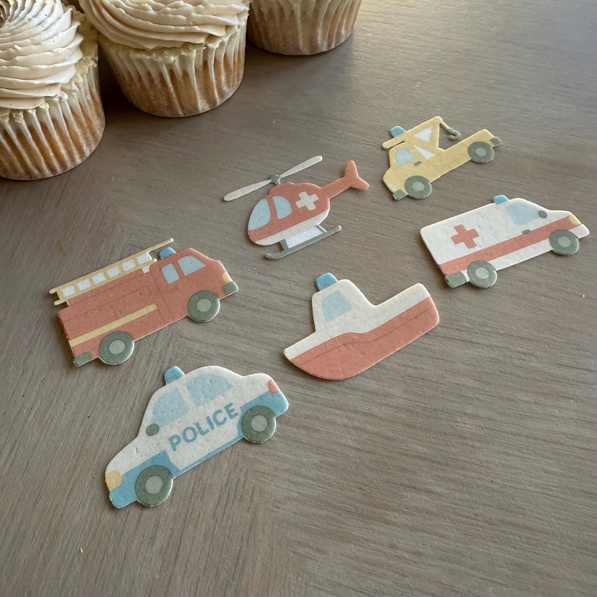 Emergency Vehicle Edible Cupcake Toppers