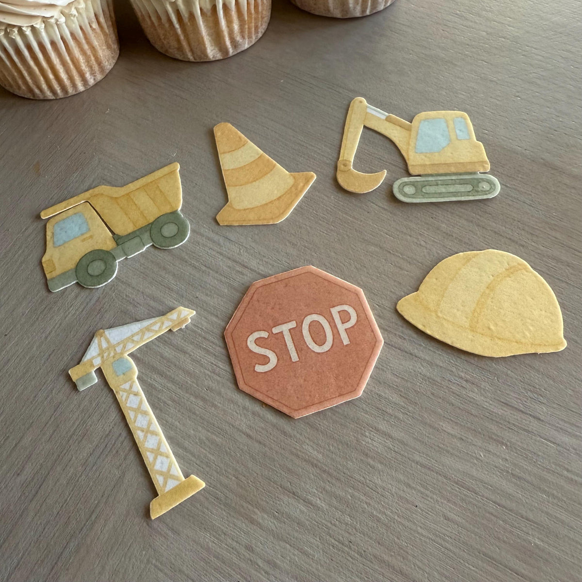 Construction Edible Cupcake Toppers