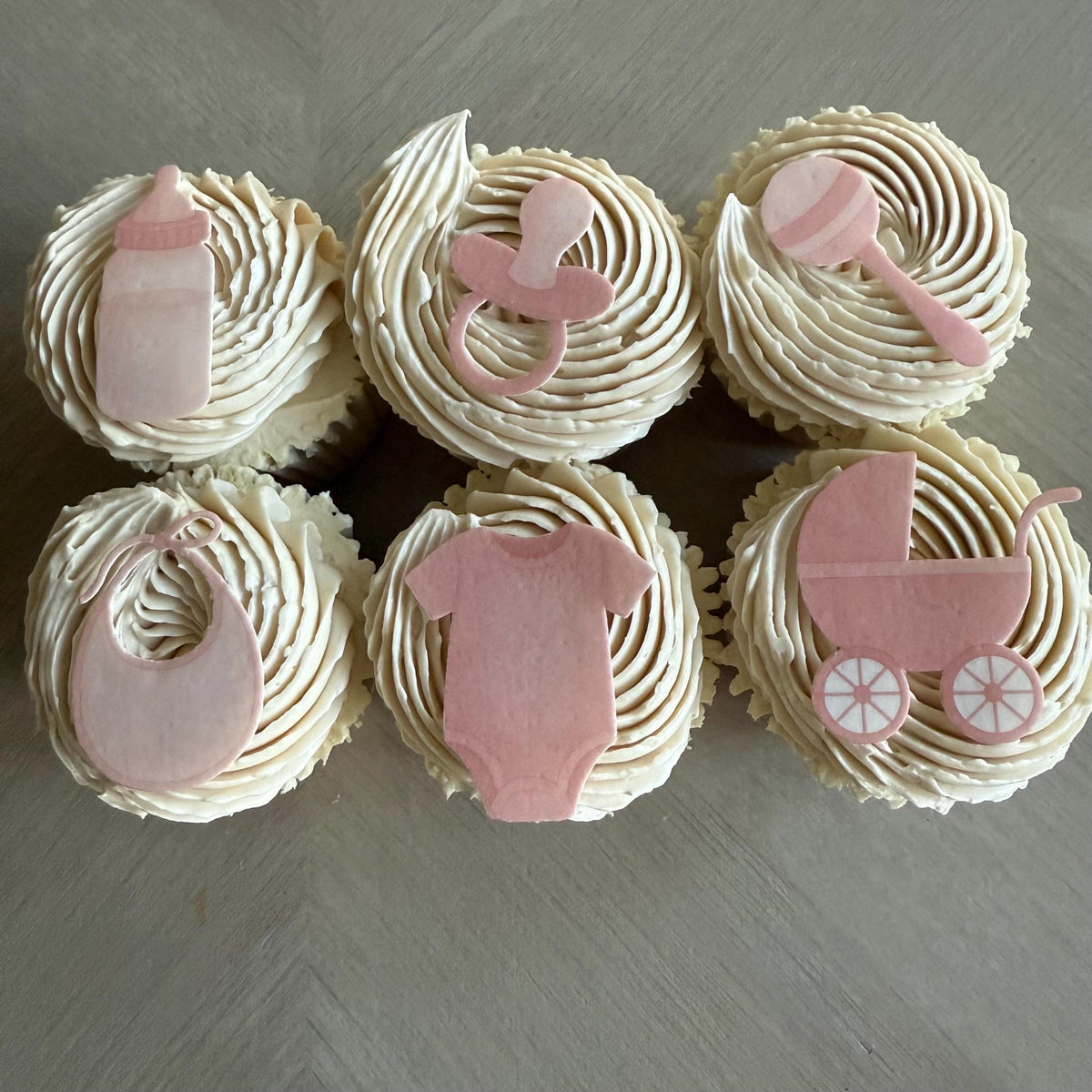 Pink Baby Shower Edible Cupcake Toppers