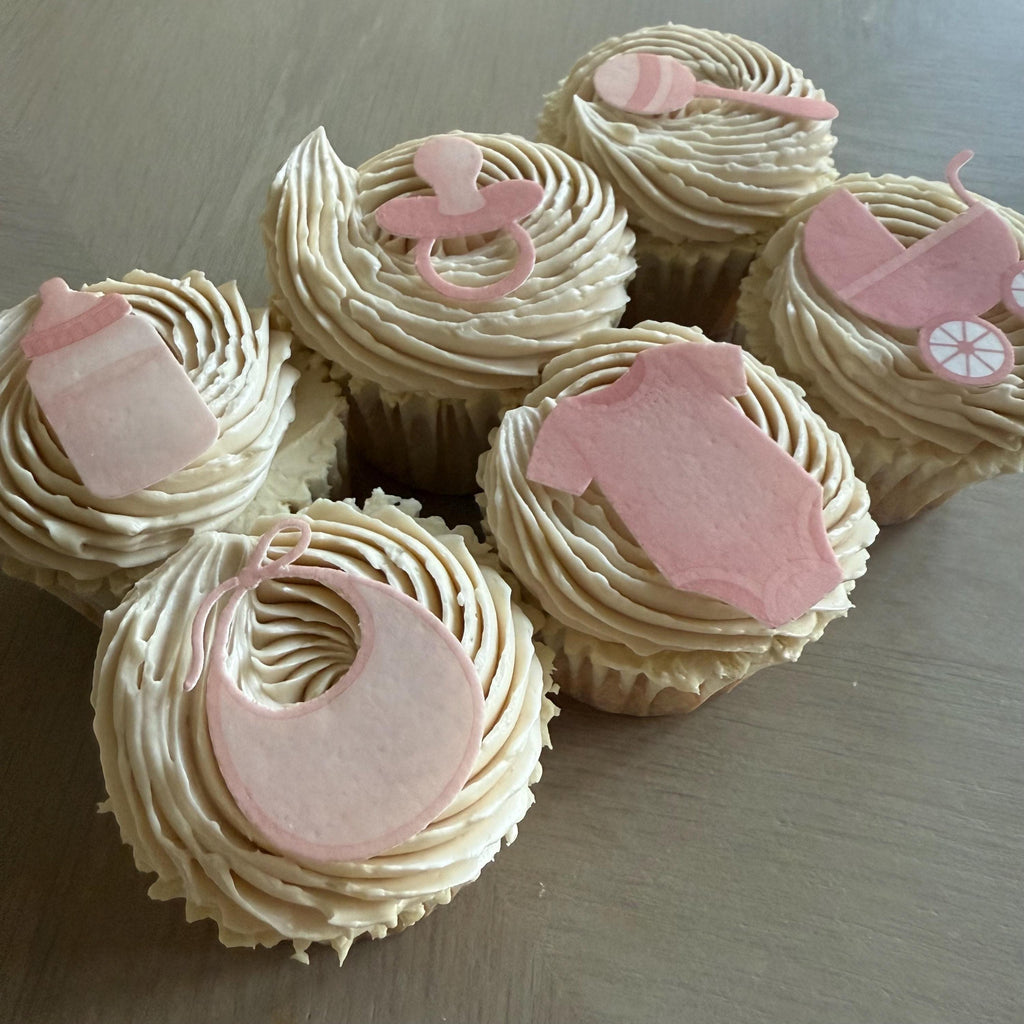 Pink Baby Shower Edible Cupcake Toppers