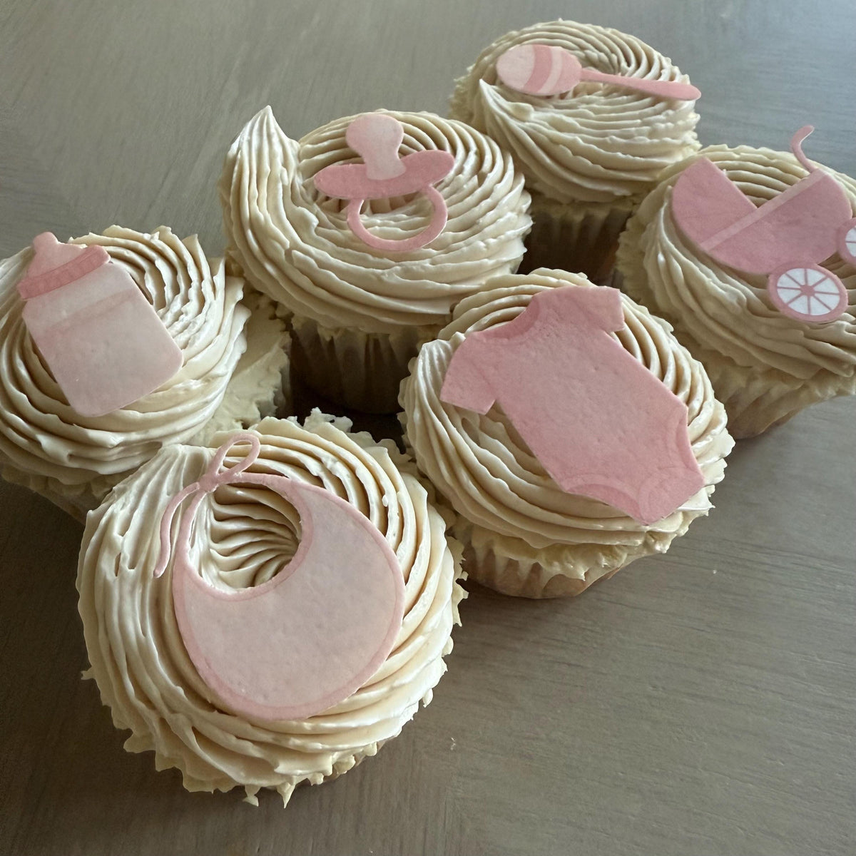 Pink Baby Shower Edible Cupcake Toppers