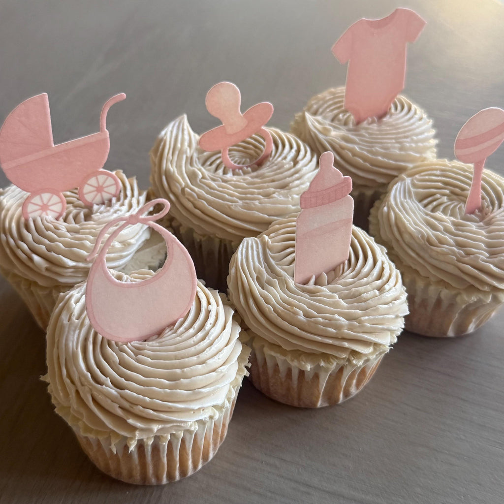 Pink Baby Shower Edible Cupcake Toppers