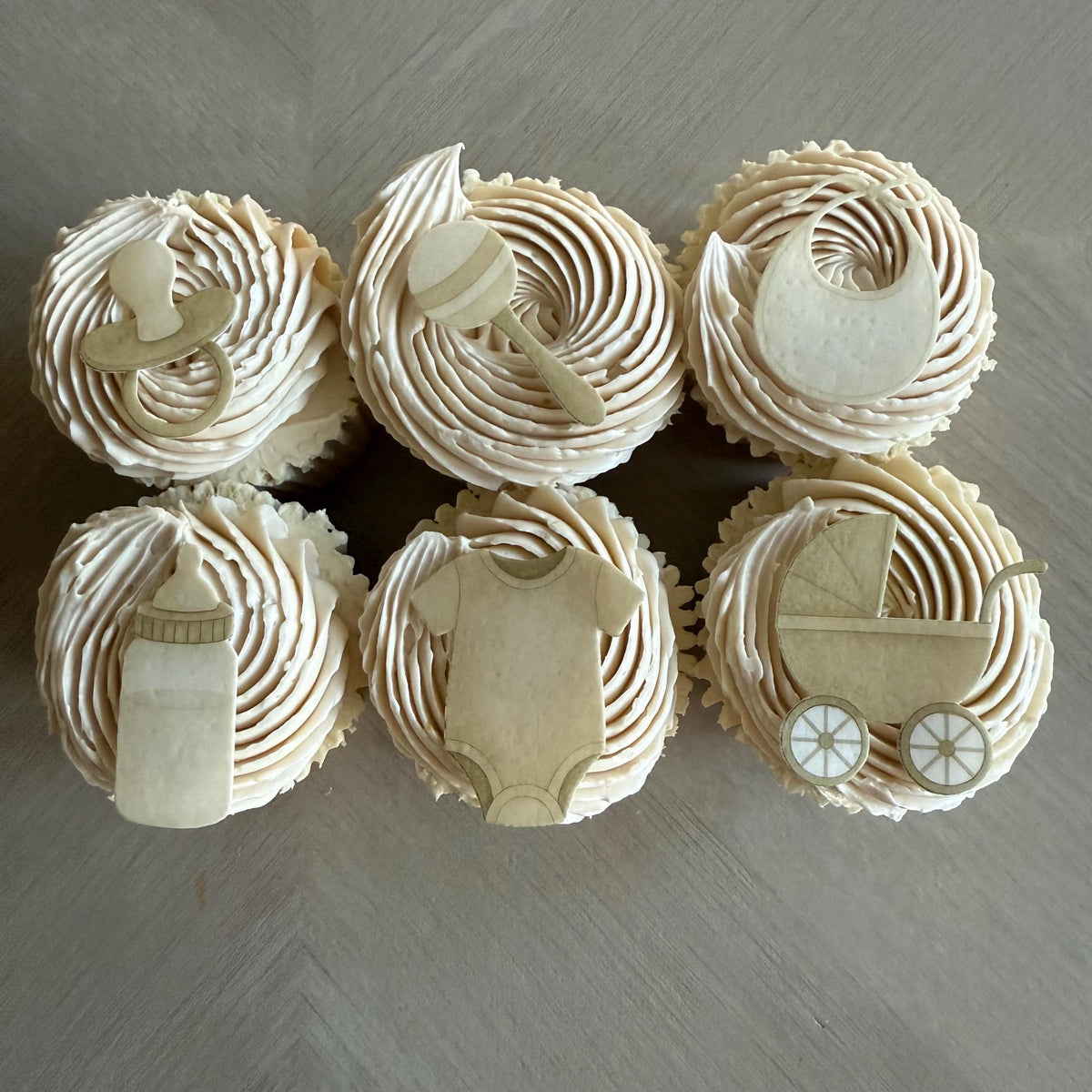 Neutral Baby Shower Edible Cupcake Toppers