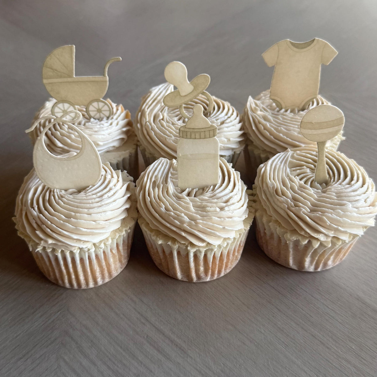 Neutral Baby Shower Edible Cupcake Toppers