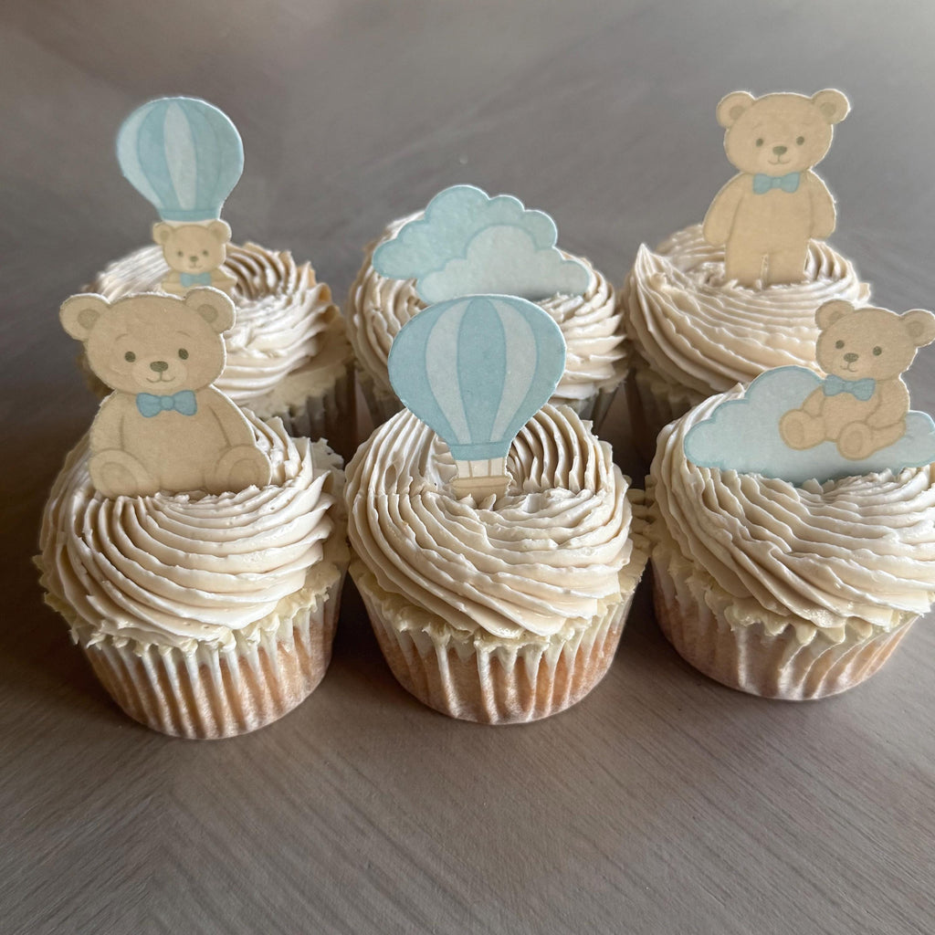 Blue Teddy Bear Edible Cupcake Toppers
