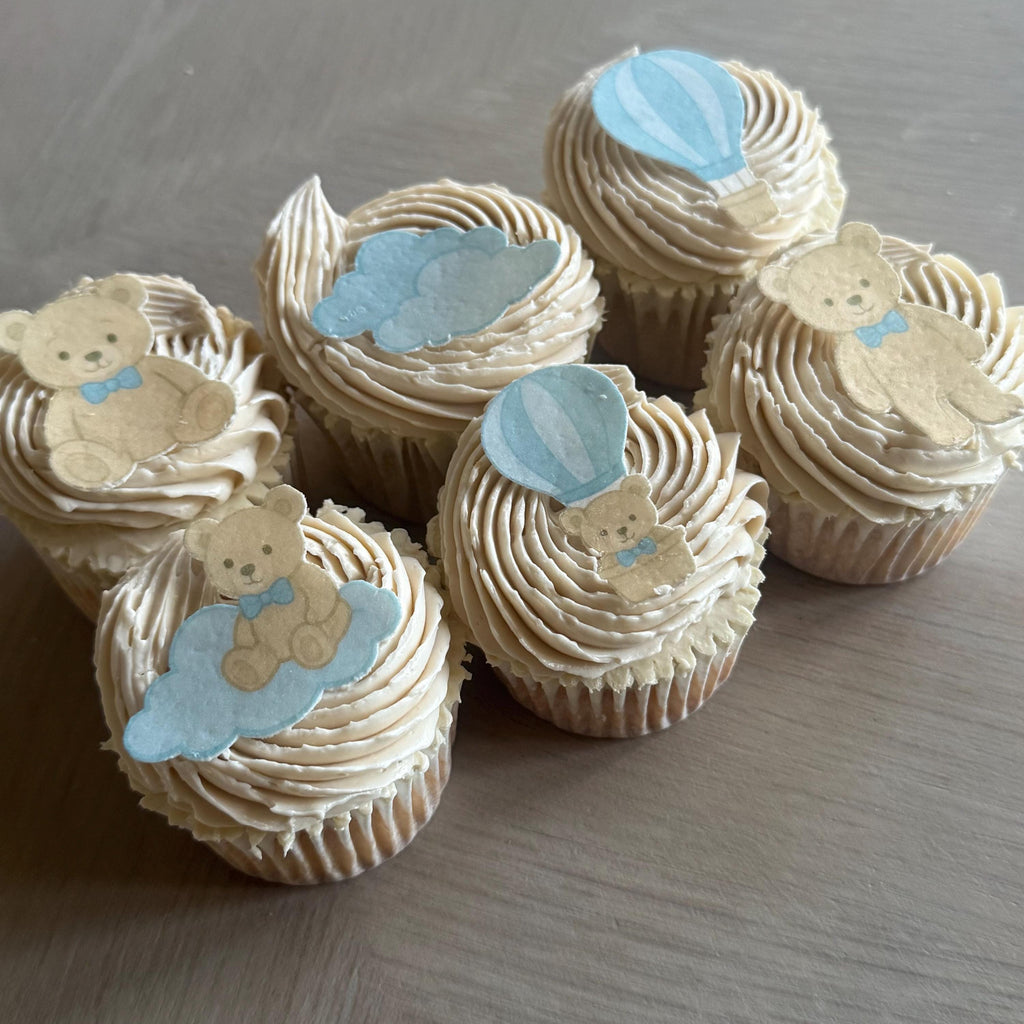 Blue Teddy Bear Edible Cupcake Toppers