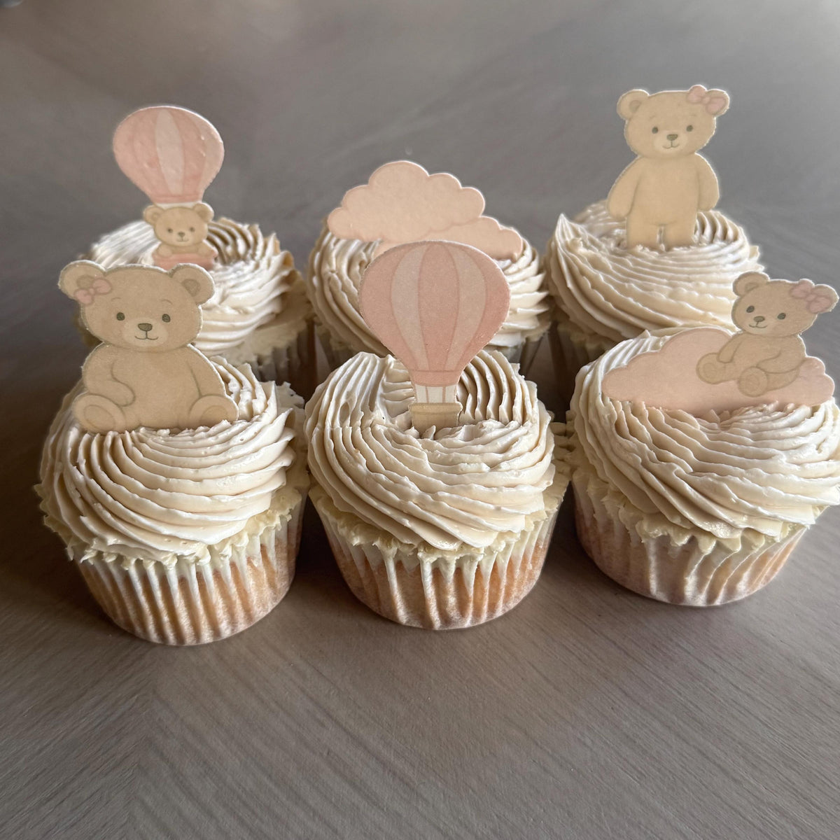 Pink Teddy Bear Edible Cupcake Toppers