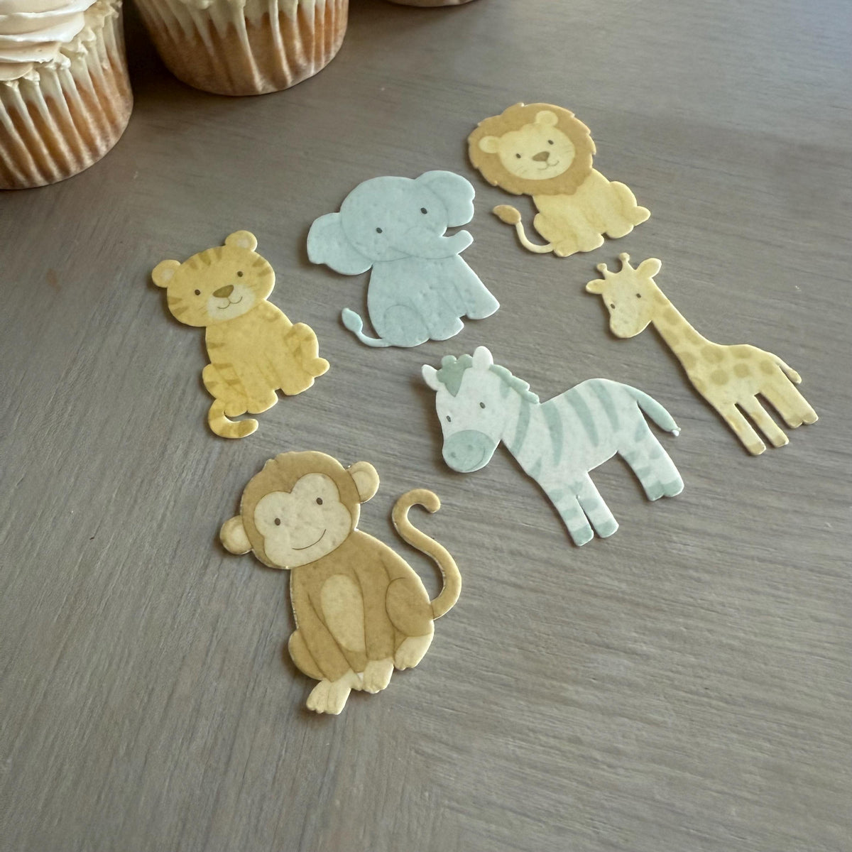 Safari Animal Edible Cupcake Toppers, Wild One Birthday