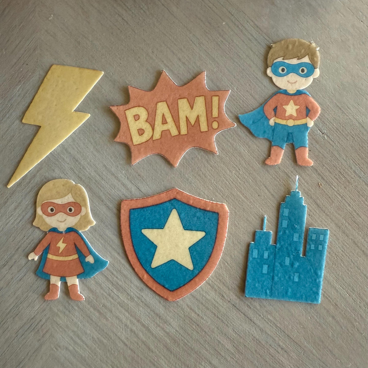 Comic Book Superhero Edible Cupcake Toppers