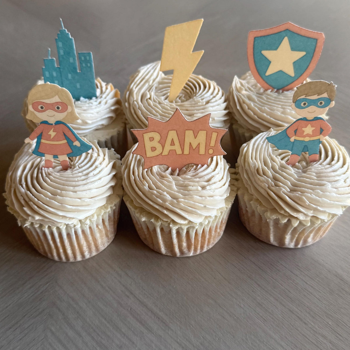 Comic Book Superhero Edible Cupcake Toppers