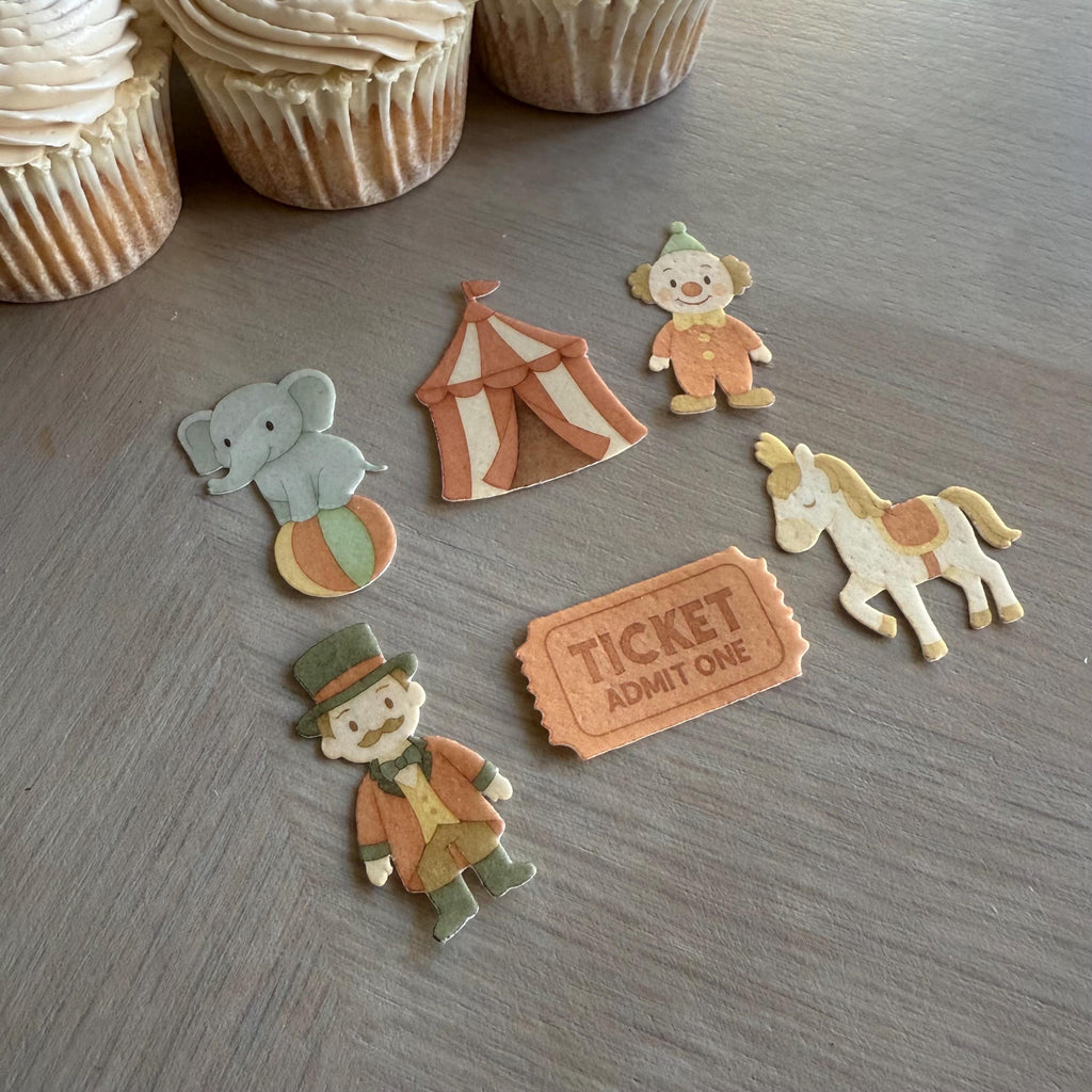 Circus Animal Edible Cupcake Toppers