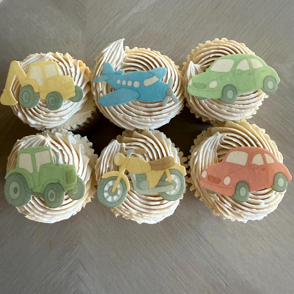 Transport Edible Cupcake Toppers, Cars, Tractors & Planes