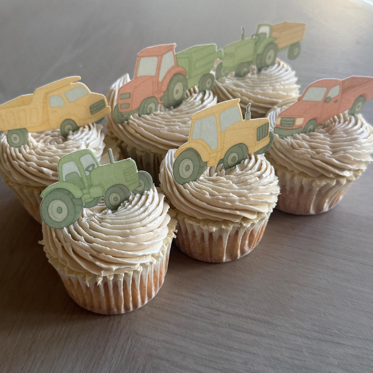 Farm Vehicle Edible Cupcake Toppers, Tractors & Trucks