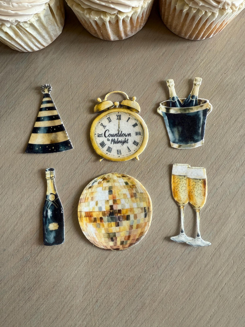 New Year's Eve Edible Cupcake Toppers