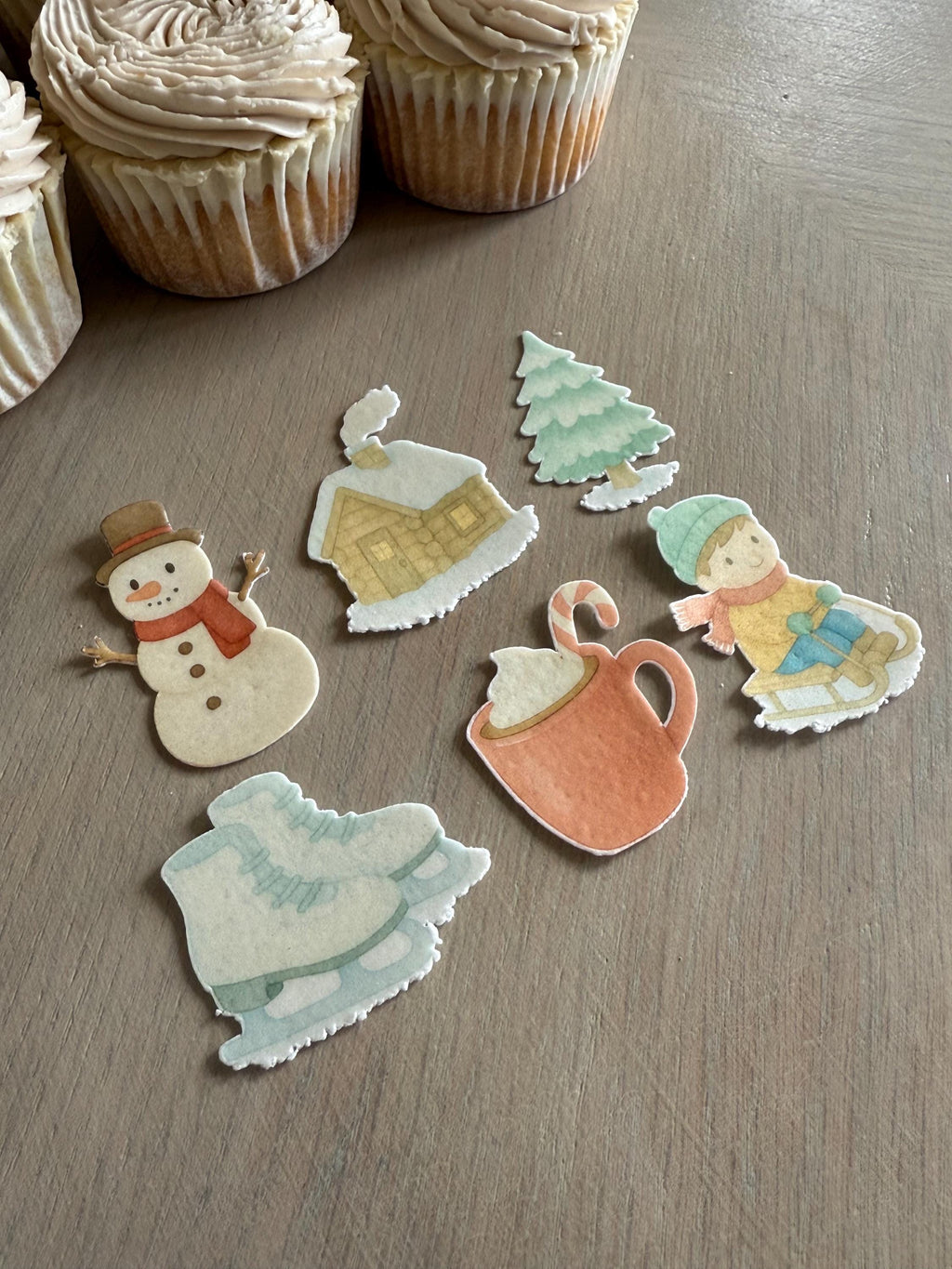 Christmas Snow Day Edible Cupcake Toppers