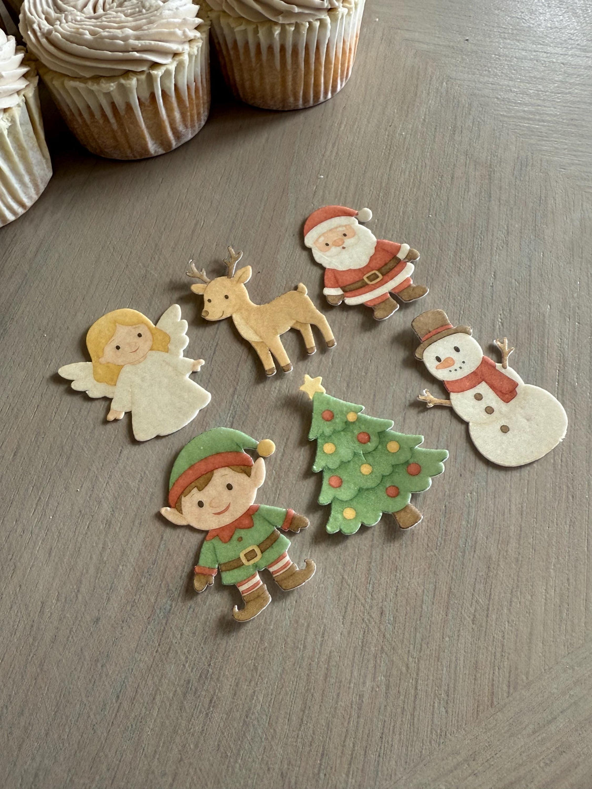 Classic Christmas Edible Cupcake Toppers