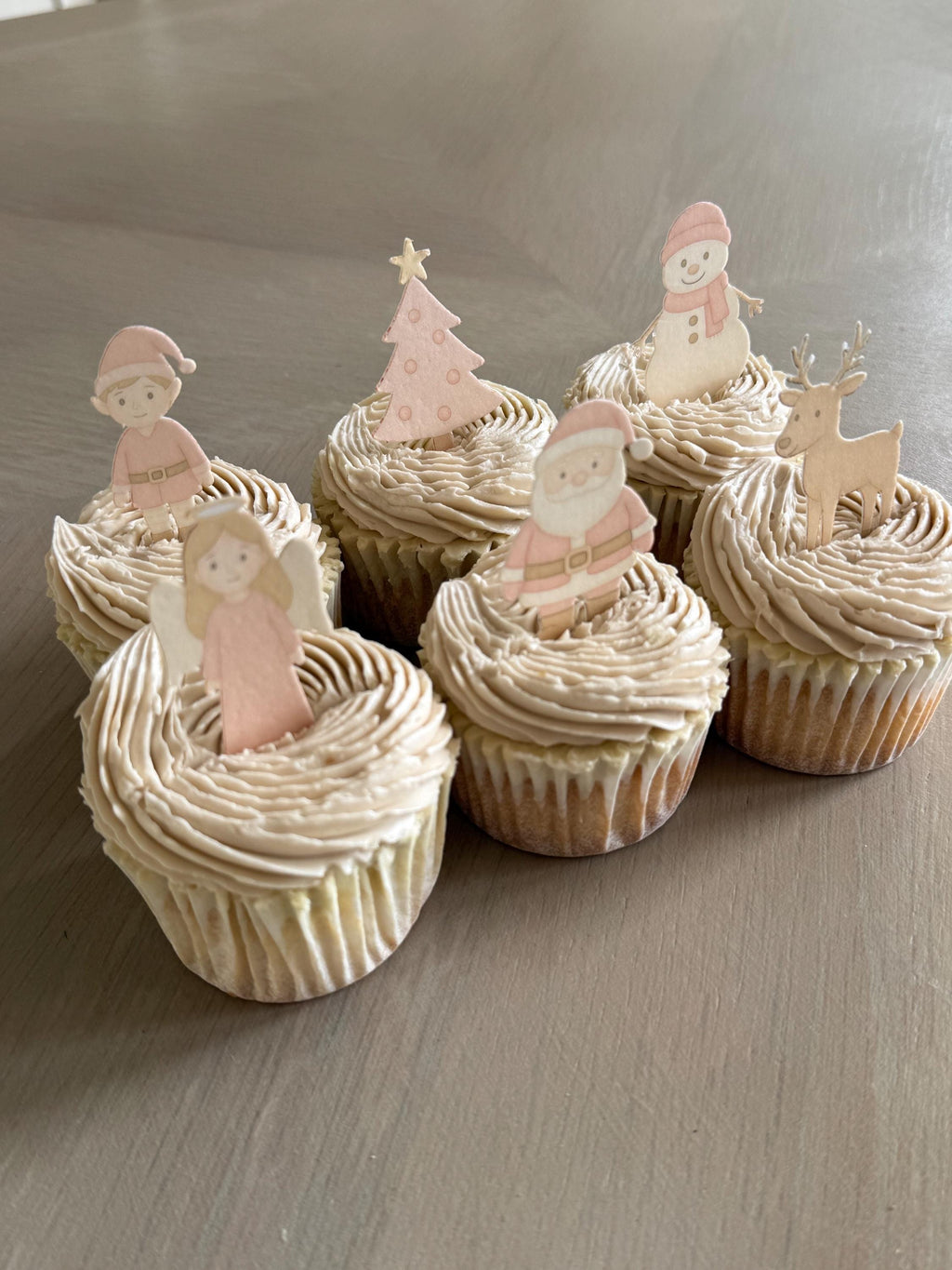 Pink Christmas Edible Cupcake Toppers