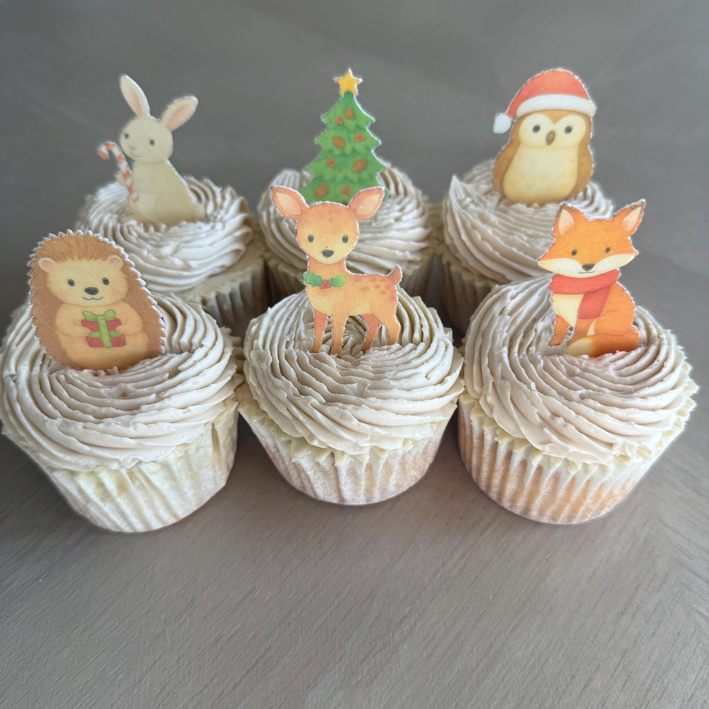 Christmas Woodland Animal Edible Cupcake Toppers
