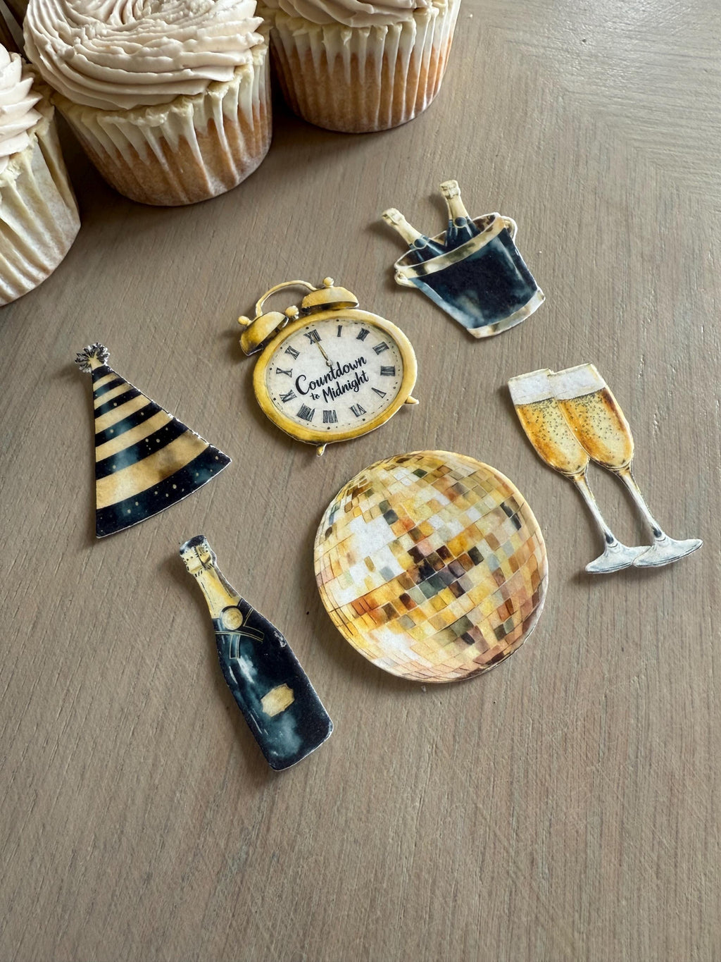 New Year's Eve Edible Cupcake Toppers