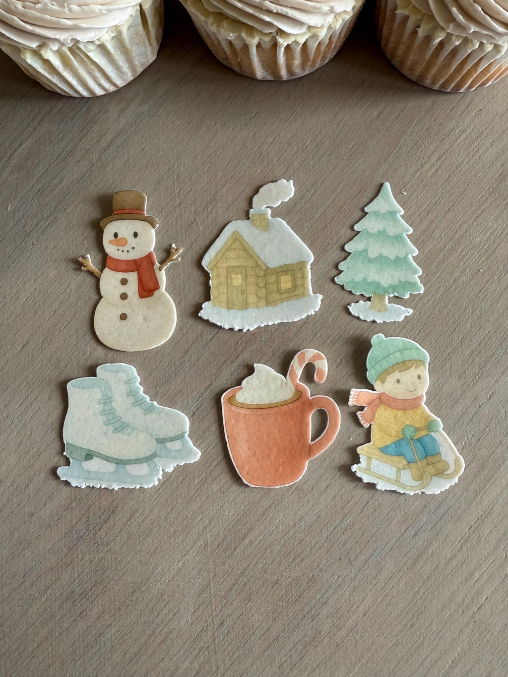 Christmas Snow Day Edible Cupcake Toppers