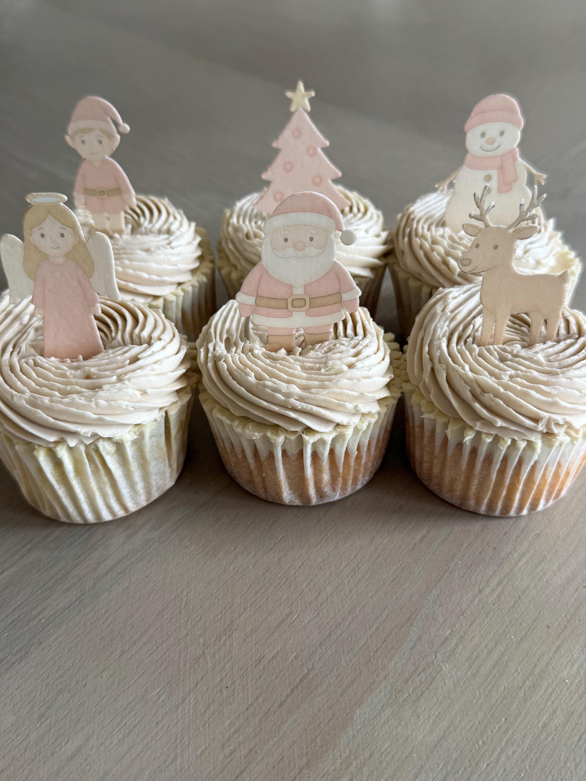 Pink Christmas Edible Cupcake Toppers