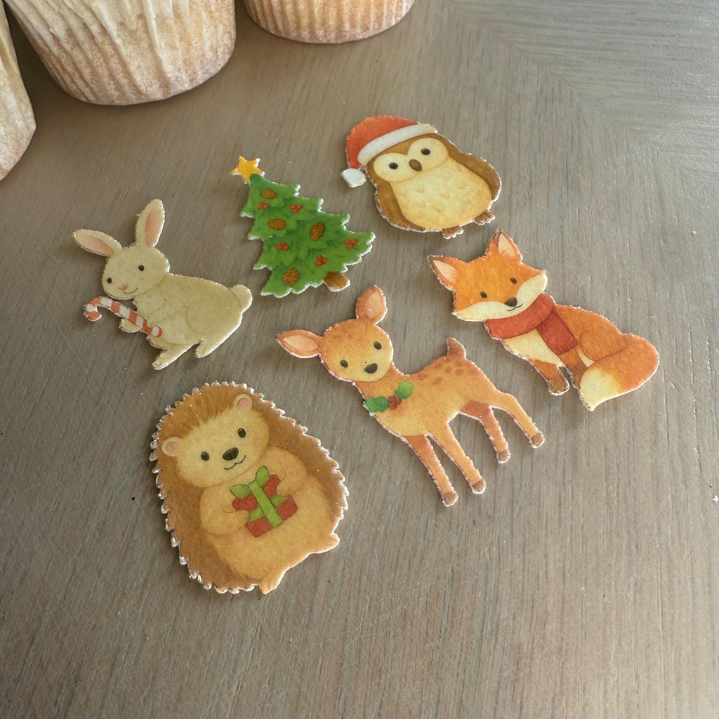 Christmas Woodland Animal Edible Cupcake Toppers