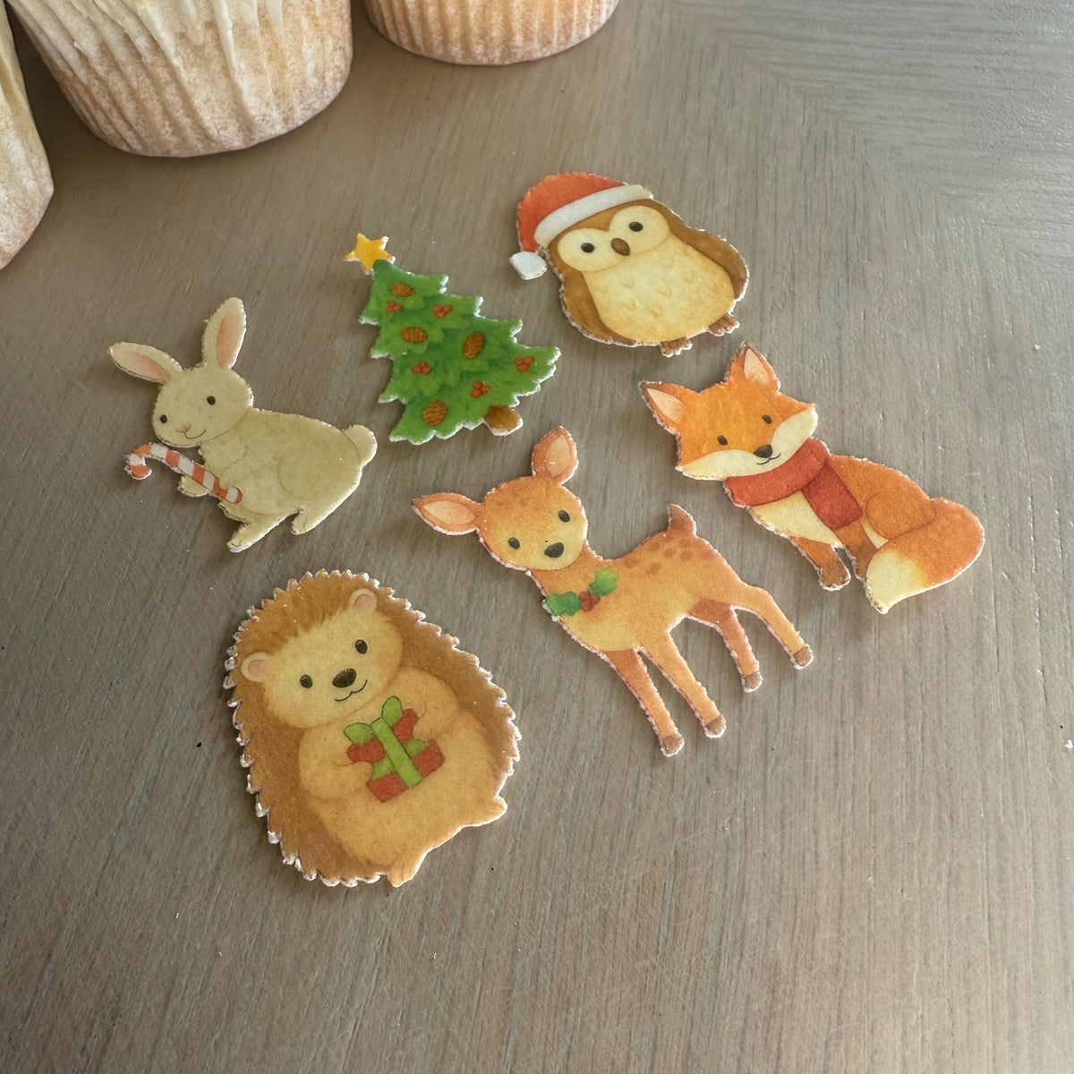 Christmas Woodland Animal Edible Cupcake Toppers