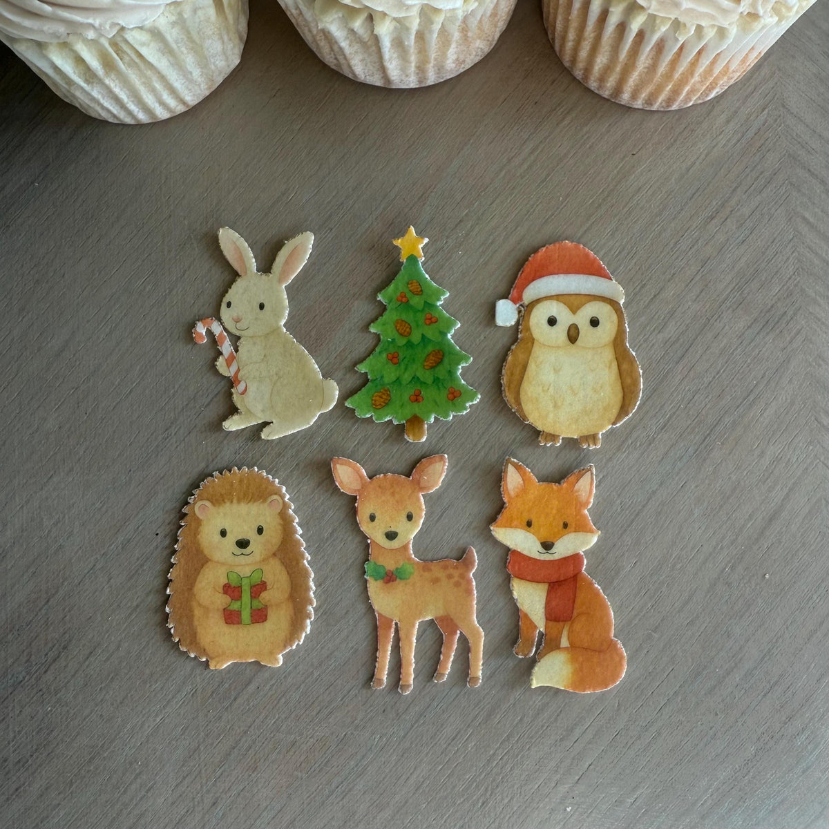 Christmas Woodland Animal Edible Cupcake Toppers