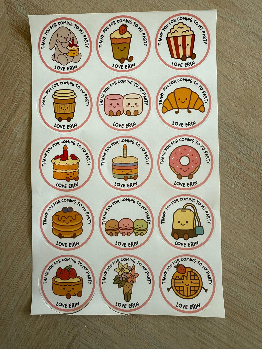 Personalised Amuseables Style Party Thank You Stickers