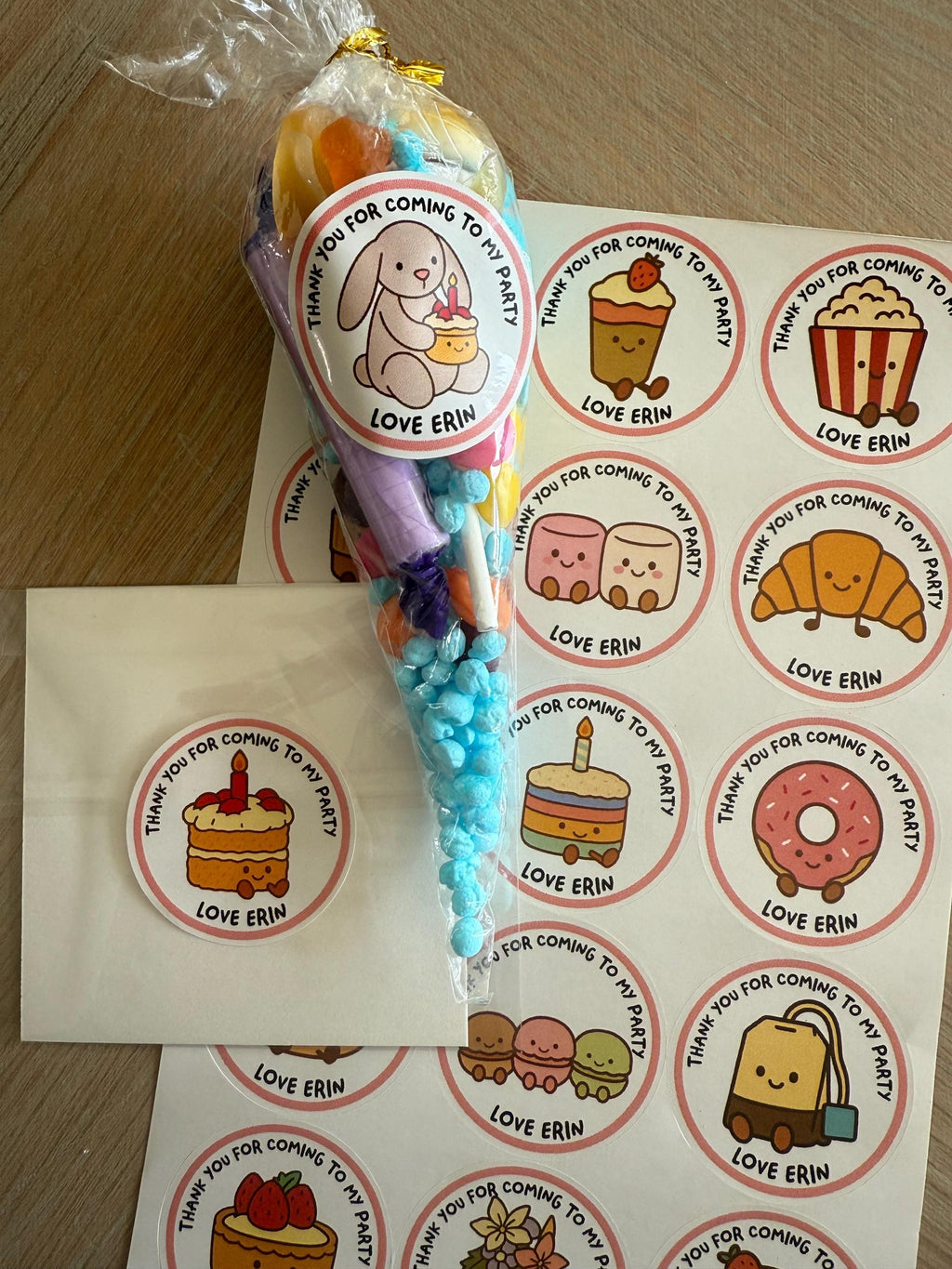 Personalised Amuseables Style Party Thank You Stickers