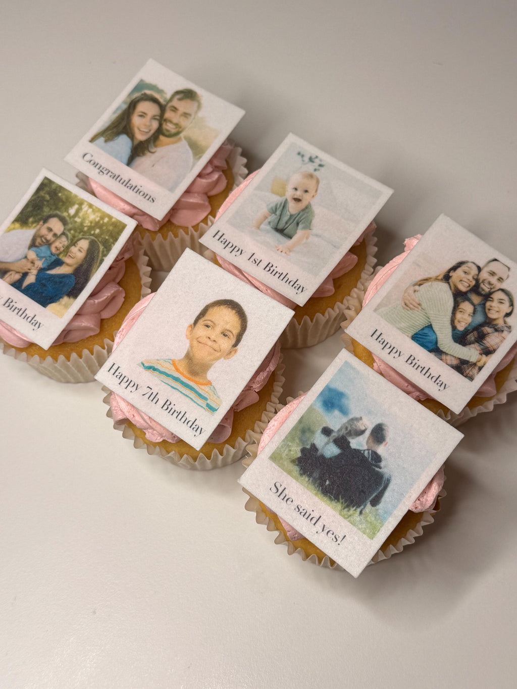Personalised Photo & Caption Edible Cupcake Toppers