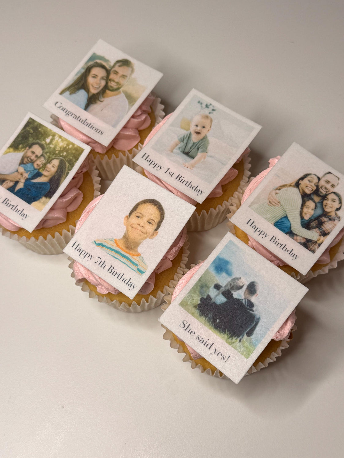 Personalised Photo & Caption Edible Cupcake Toppers