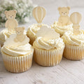 Neutral Teddy Bear Edible Wafer Card Cupcake Toppers