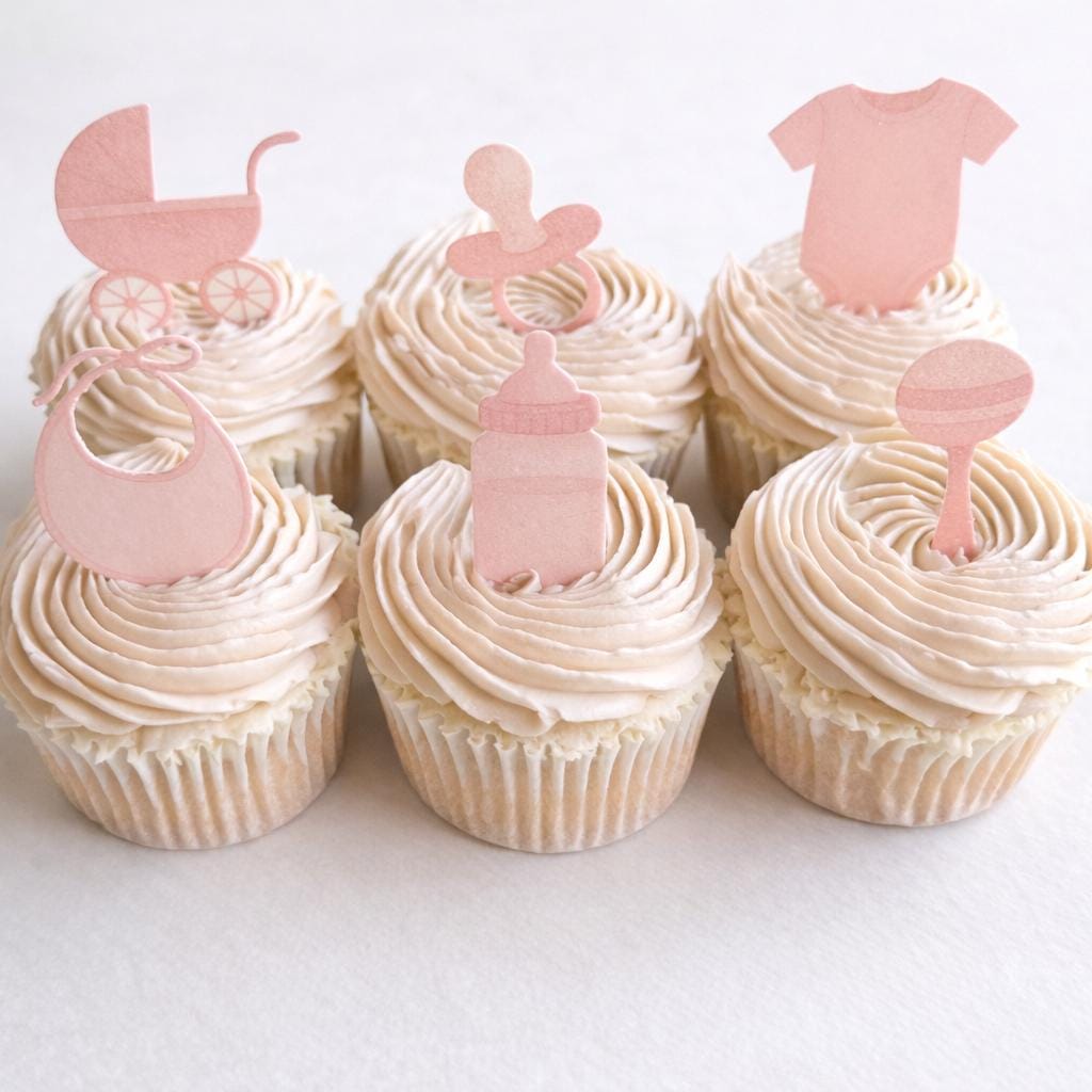 Pink Baby Shower Edible Cupcake Toppers