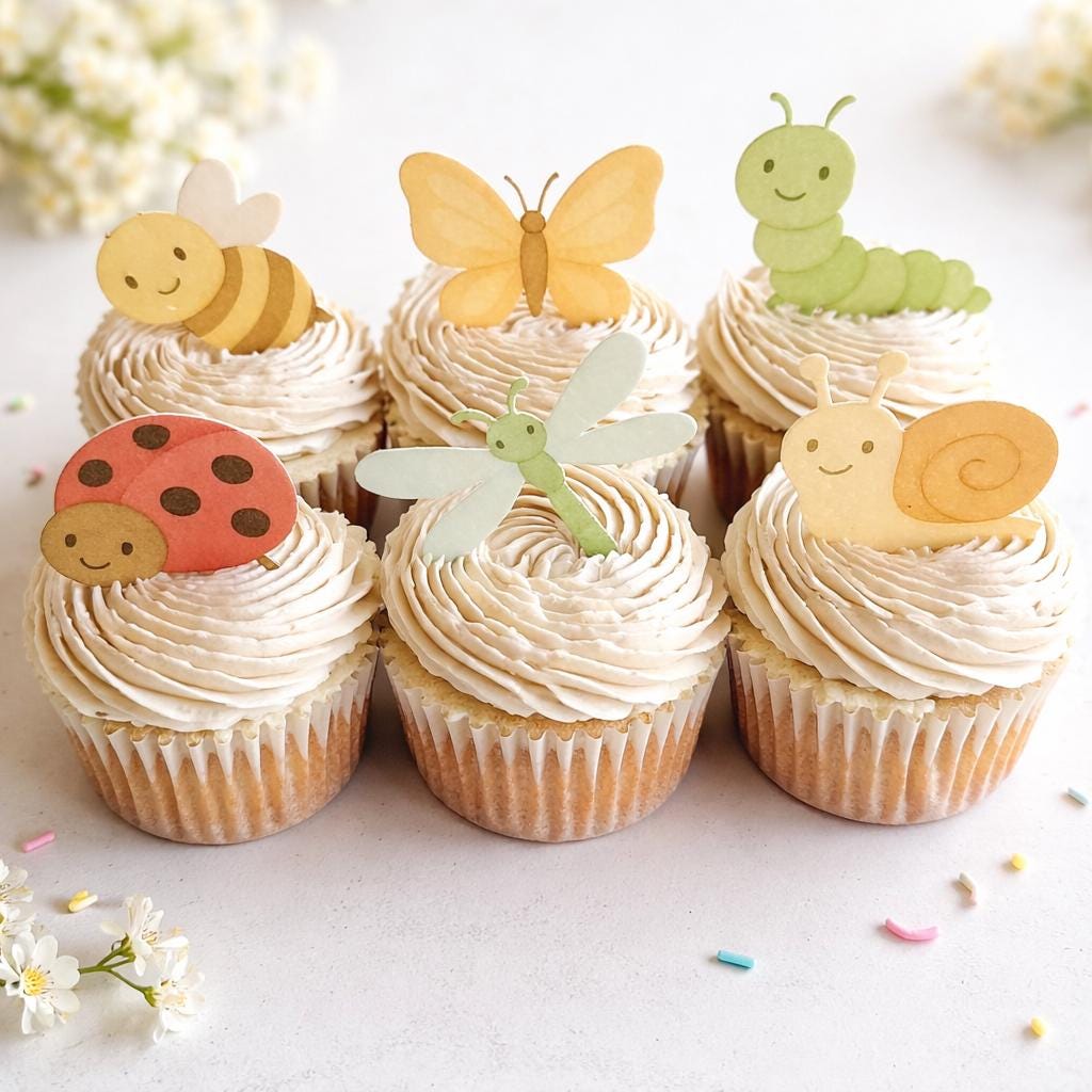Garden Bugs Edible Cupcake Toppers