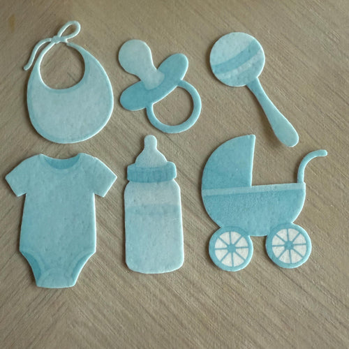 Blue Baby Shower Edible Cupcake Toppers