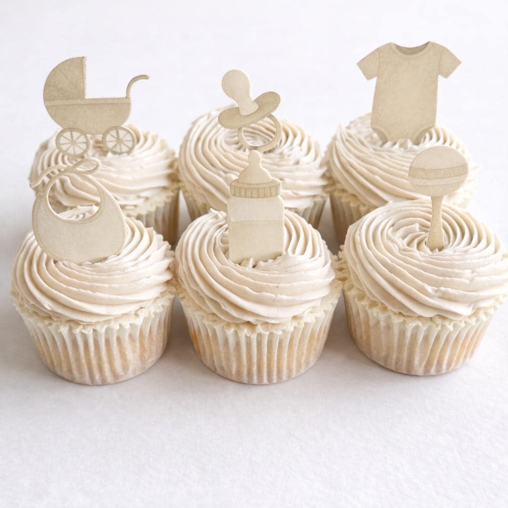 Neutral Baby Shower Edible Cupcake Toppers